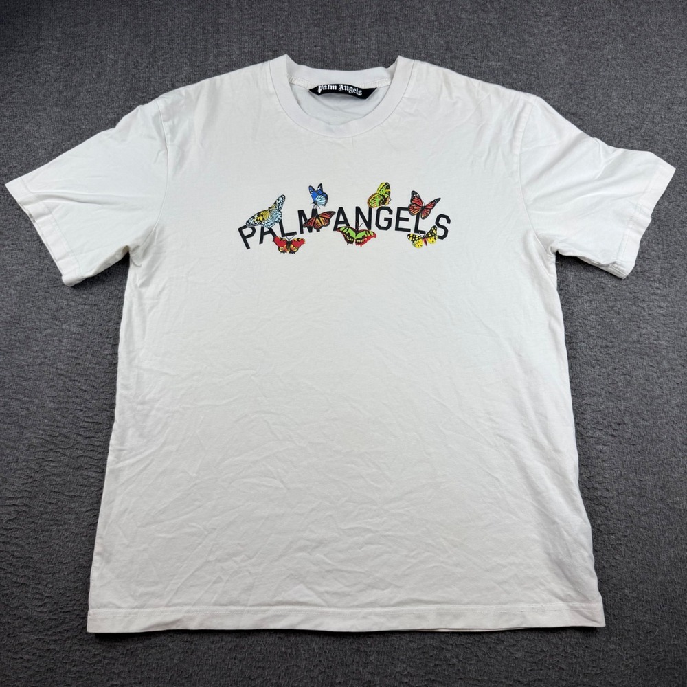 Palm Angels T-Shirt Men's XL White Butterfly Logo Graphic PMCB011S20384031